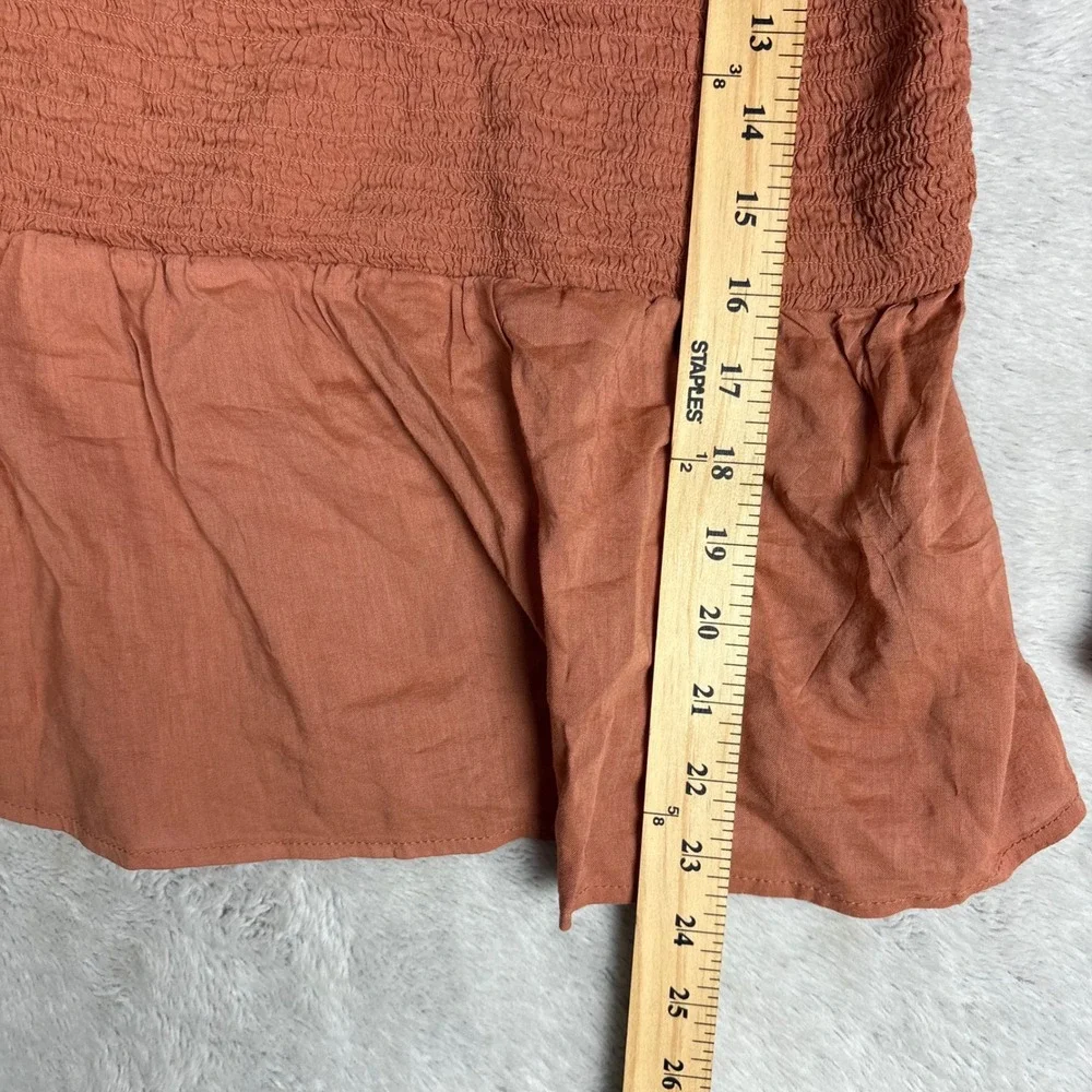 NWT Old Navy Ruffled Square Neck Top Smocked‎ Peplum Long Puff Sleeve Boho XL